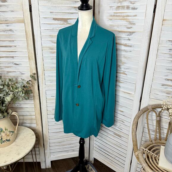J. JILL WEAREVER COLLECTION Women's L Ponte Knit Button Blazer Career Beachy - Picture 5 of 15